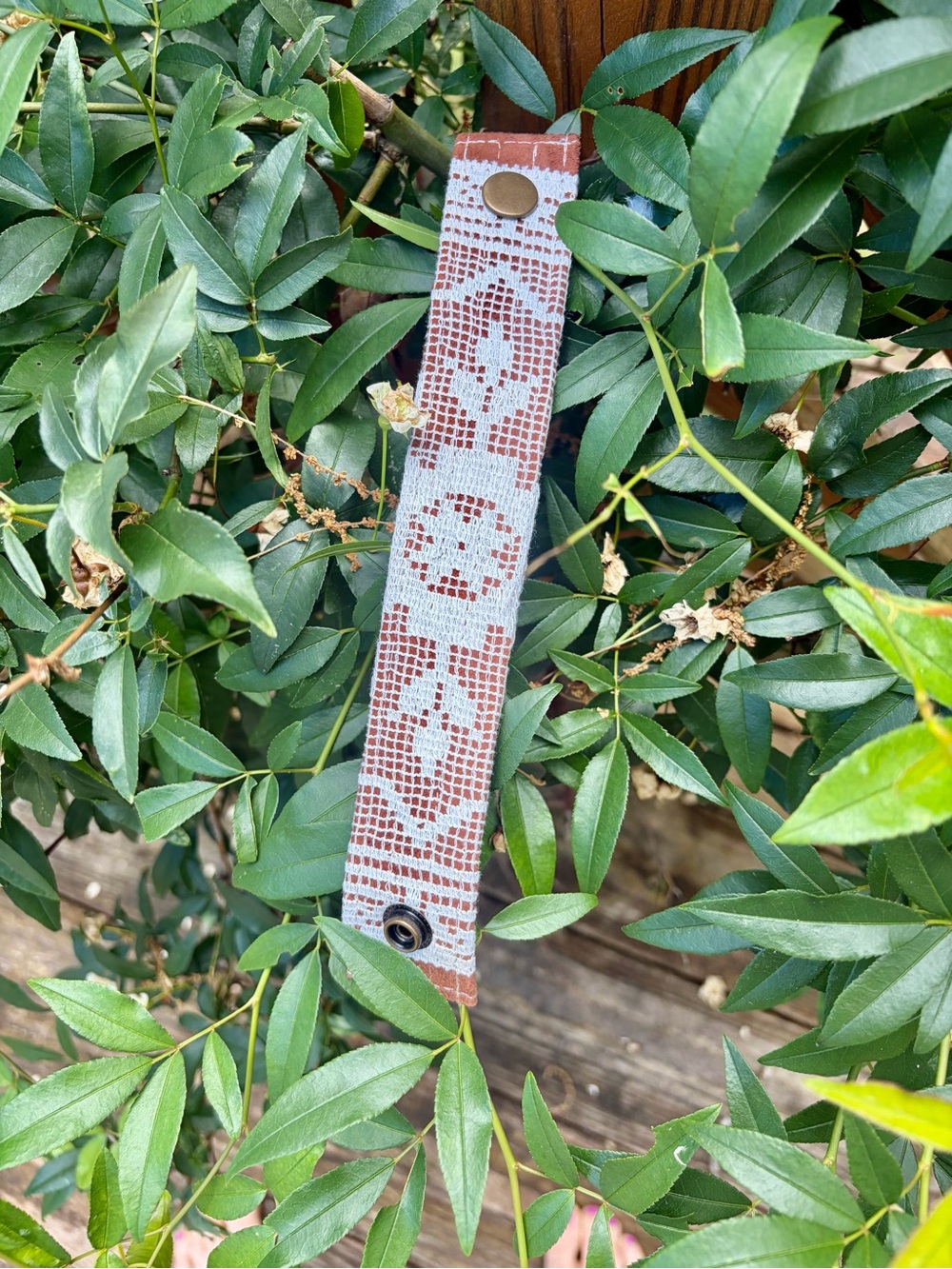 Handmade Vintage Lace and Leather Cuff